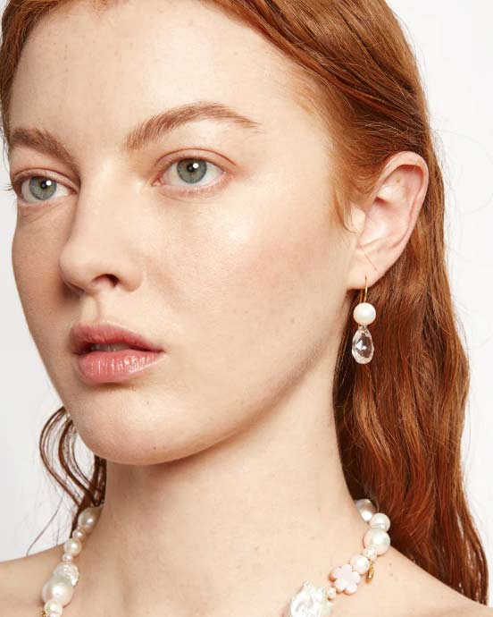 Chan Luu-Monte Carlo Drop Earrings-Earrings-18k Gold Vermeil, Crystal-Blue Ruby Jewellery-Vancouver Canada