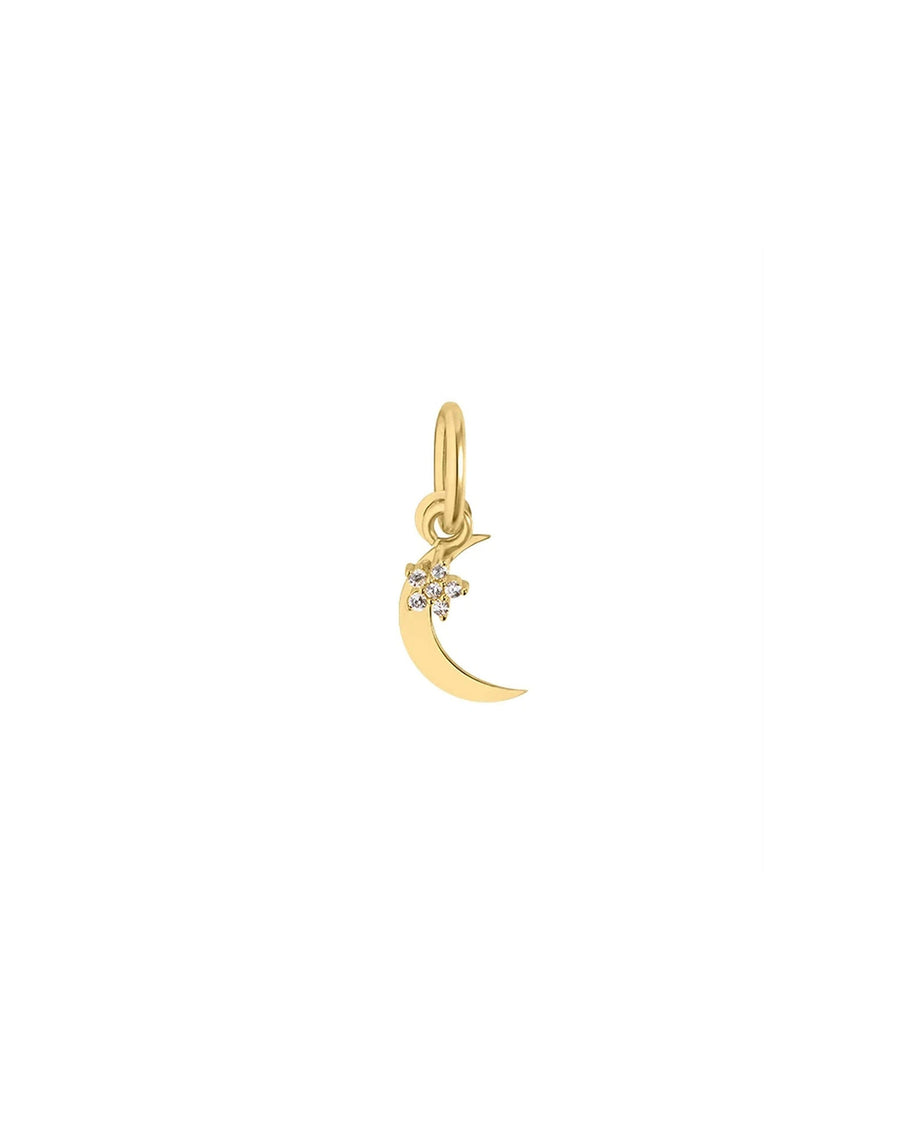 Quiet Icon-Moon + CZ Flower Necklace-Necklaces-14k Gold Vermeil, Cubic Zirconia-Blue Ruby Jewellery-Vancouver Canada