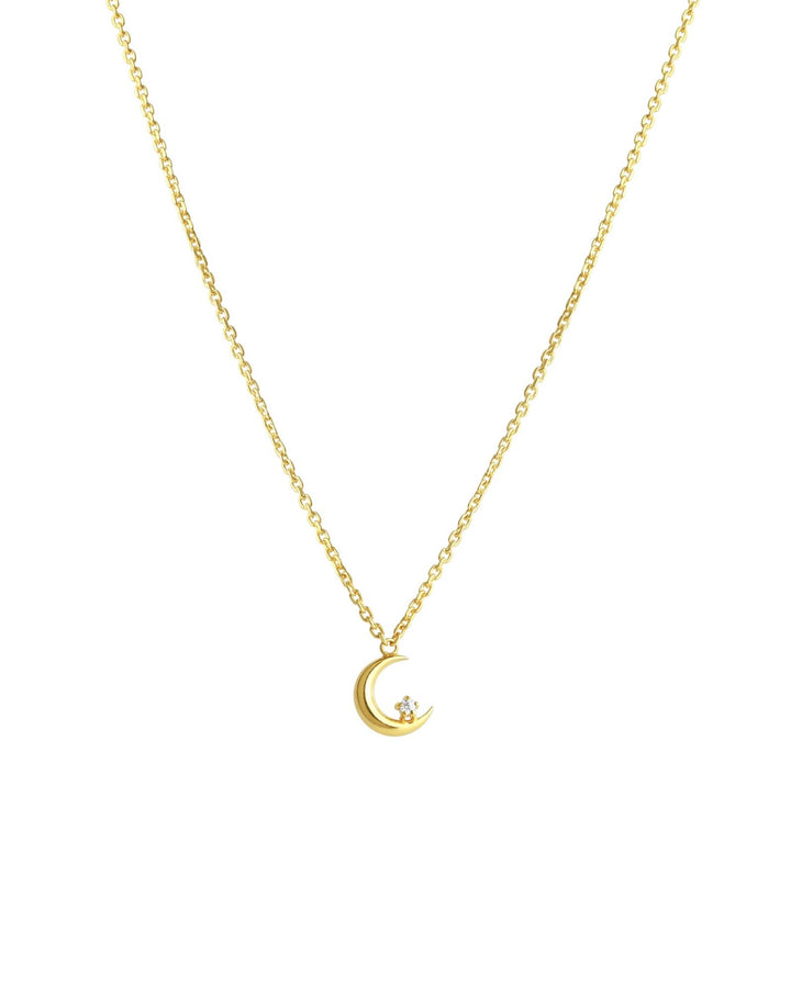 Tashi-Moon + CZ Necklace-Necklaces-14k Gold Vermeil, Cubic Zirconia-Blue Ruby Jewellery-Vancouver Canada