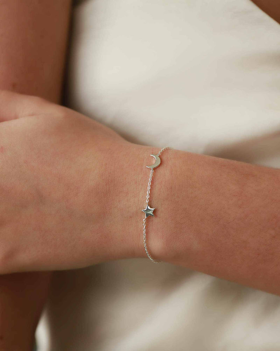Tashi-Moon + Star Bracelet-Bracelets-Sterling Silver-Moon & Star-Blue Ruby Jewellery-Vancouver Canada