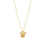 La Vie Parisienne-Moon & Star Charm Necklace-Necklaces-14k Gold Plated, White Crystal-Blue Ruby Jewellery-Vancouver Canada