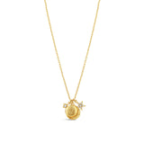 La Vie Parisienne-Moon & Star Charm Necklace-Necklaces-14k Gold Plated, White Crystal-Blue Ruby Jewellery-Vancouver Canada