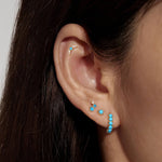 Quiet Icon-Moon Turquoise + CZ Stud | 9mm-Earrings-14k Gold Vermeil, Cubic Zirconia-Blue Ruby Jewellery-Vancouver Canada