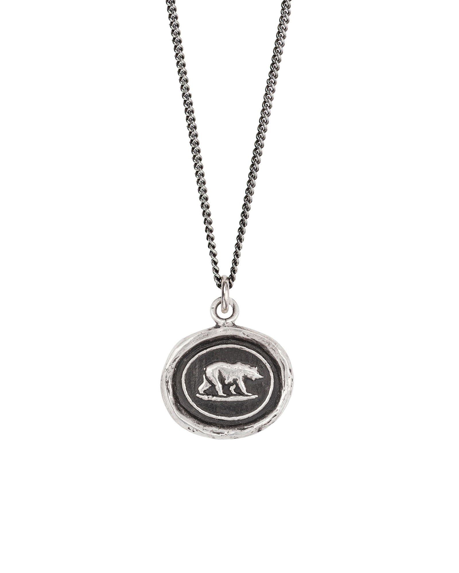Mother Bear Talisman-Oxidized Sterling Silver-Blue Ruby Jewellery-Vancouver Canada