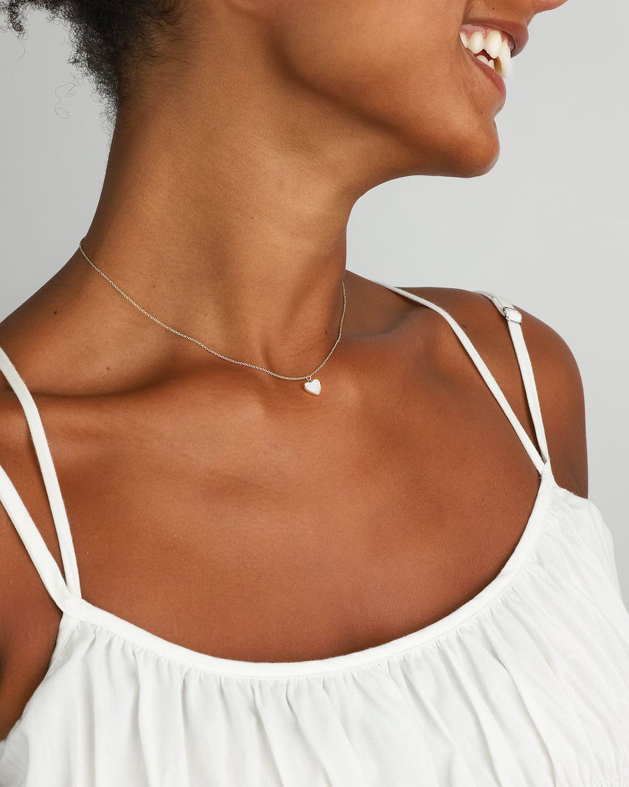 Quiet Icon-Mother of Pearl Heart Necklace-Necklaces-14k Gold Vermeil, Mother of Pearl-Blue Ruby Jewellery-Vancouver Canada