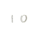 Quiet Icon-Multi CZ Huggies | 12mm-Earrings-Rhodium Plated Sterling Silver, Cubic Zirconia-Blue Ruby Jewellery-Vancouver Canada