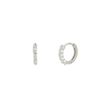 Quiet Icon-Multi CZ Huggies | 12mm-Earrings-Rhodium Plated Sterling Silver, Cubic Zirconia-Blue Ruby Jewellery-Vancouver Canada