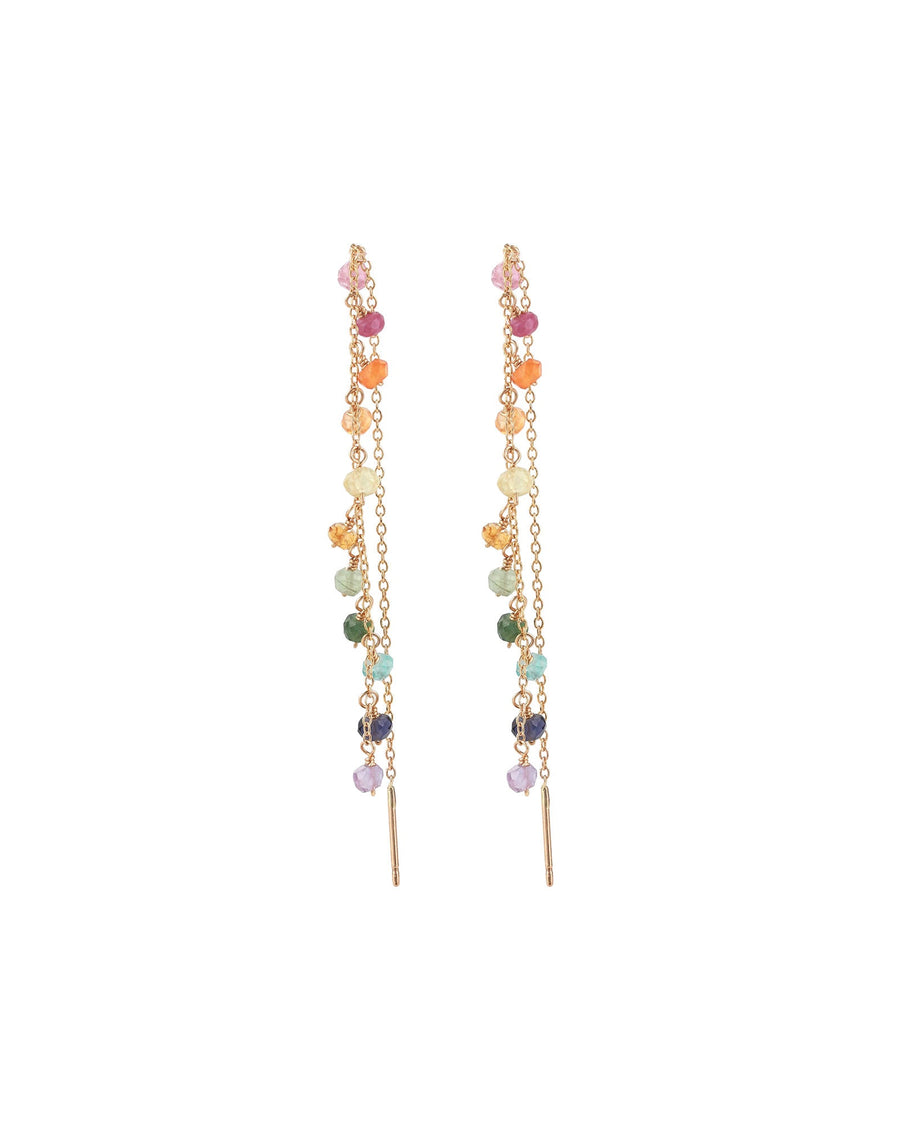 Gem Jar-Multi Stone Drop Chain Threaders-Earrings-14k Gold Filled, Multi-Blue Ruby Jewellery-Vancouver Canada