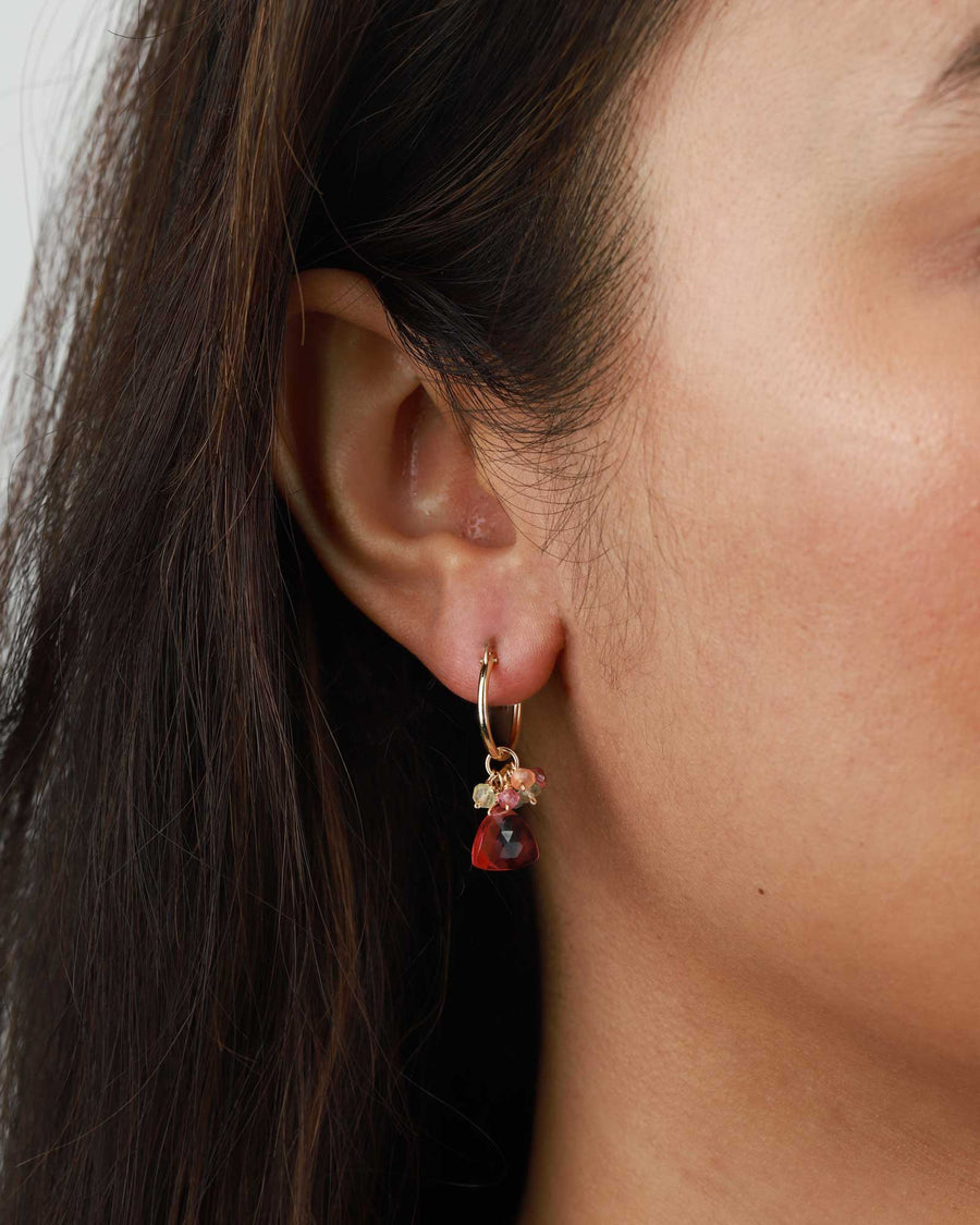 Poppy Rose-Naomi Huggies | 14mm-Earrings-14k Gold Filled, Tourmaline Hydro Quartz-Blue Ruby Jewellery-Vancouver Canada