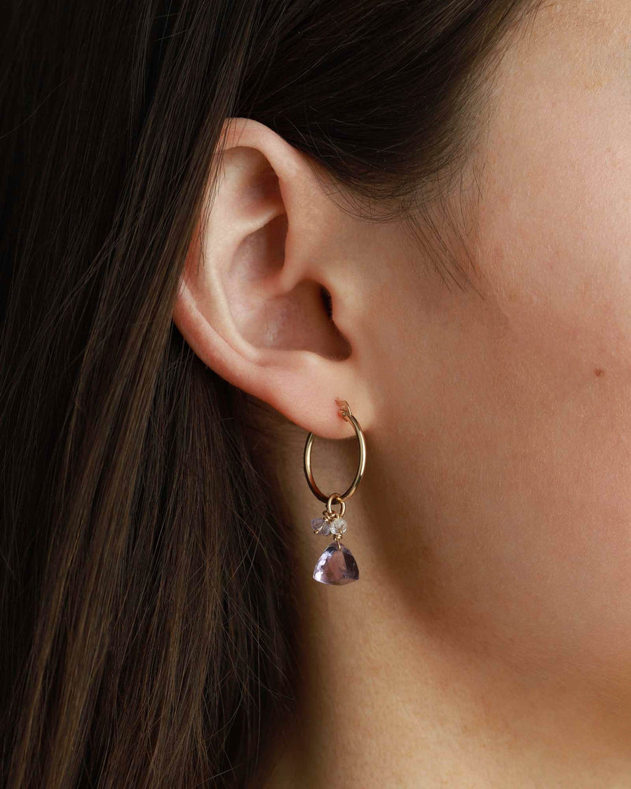 Poppy Rose-Naomi Huggies I 18mm-Earrings-14k Gold-Fill, Amethyst-Blue Ruby Jewellery-Vancouver Canada