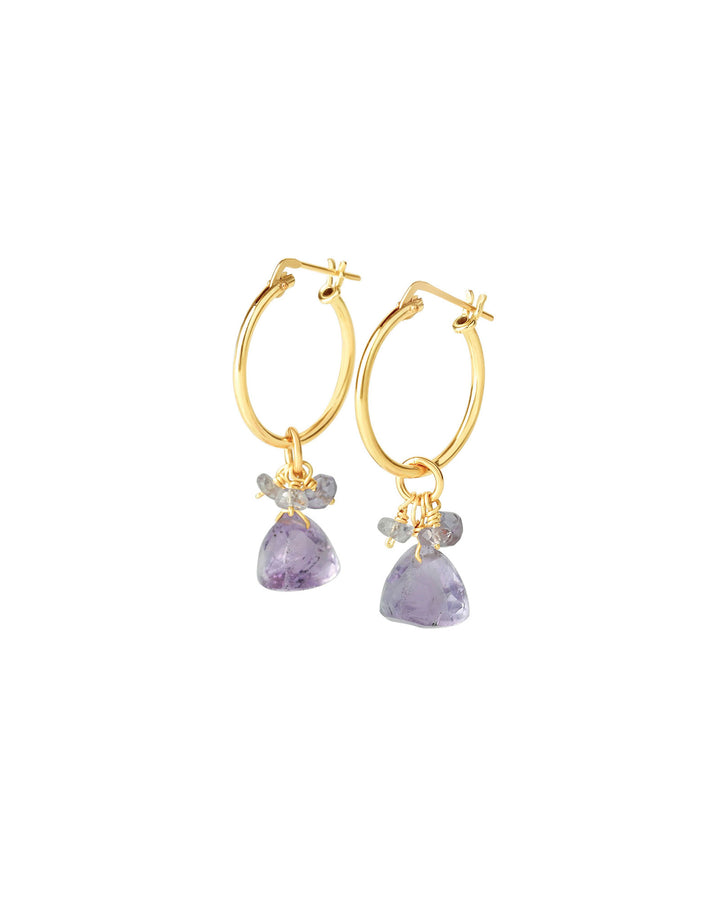 Poppy Rose-Naomi Huggies I 18mm-Earrings-14k Gold-Filled, Amethyst-Blue Ruby Jewellery-Vancouver Canada
