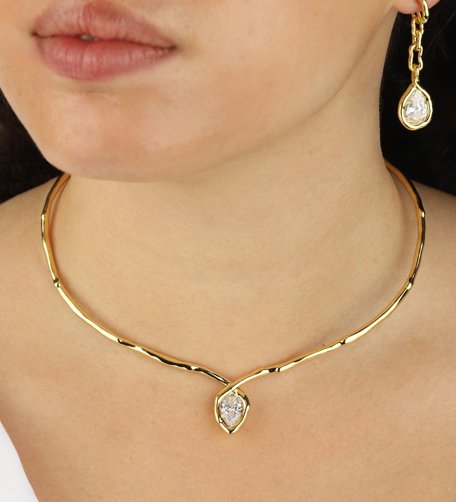 Alexis Bittar-Asterales Gold Floating CZ Collar-Necklace-Blue Ruby Jewellery-Vancouver Canada