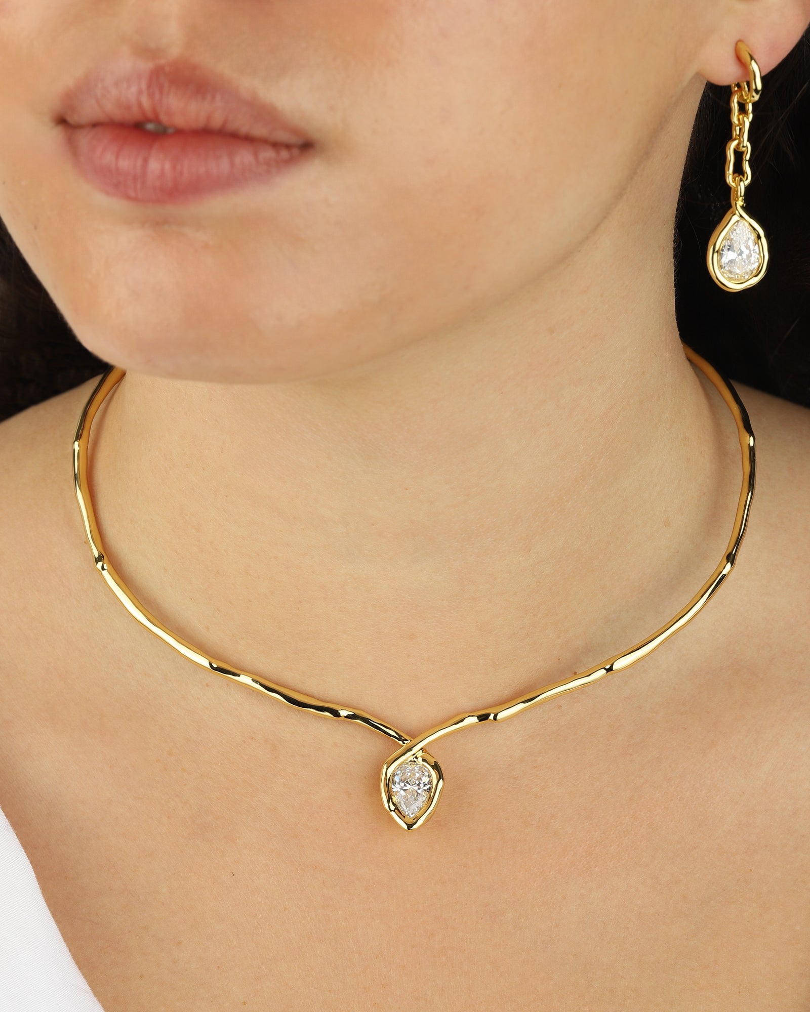Alexis Bittar-Asterales Gold Floating CZ Collar-Necklace-Blue Ruby Jewellery-Vancouver Canada