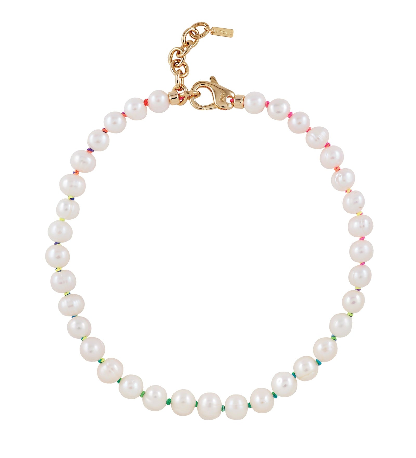 Martha Calvo-Neon Knotted Necklace-Necklaces-14k Gold Plated, Freshwater Pearls-Blue Ruby Jewellery-Vancouver Canada