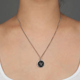 Never Settle Talisman-Oxidized Sterling Silver-Blue Ruby Jewellery-Vancouver Canada