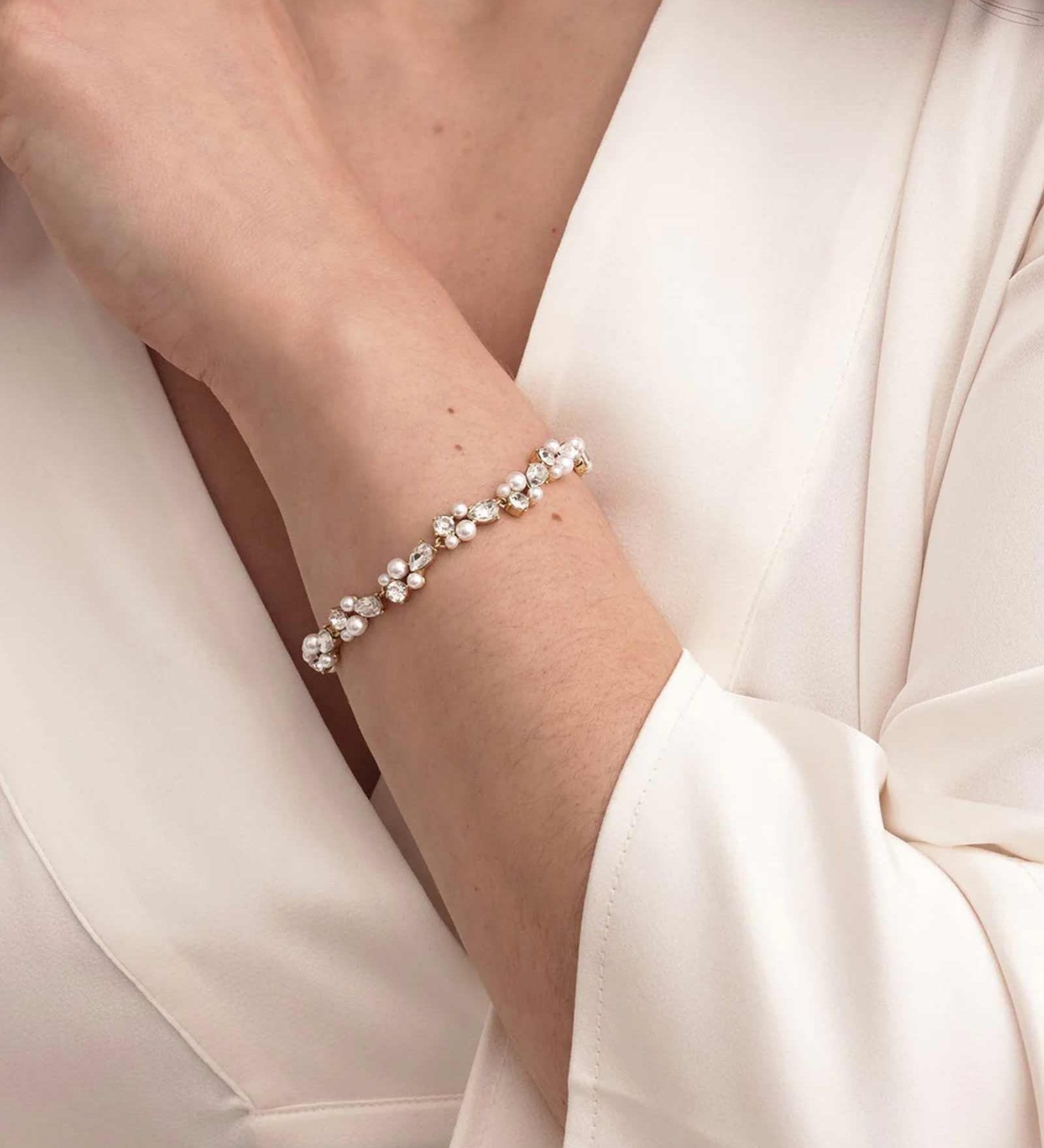 Olive & Piper-Nigella Bracelet-Bracelets-14k Gold Plated, Crystal-Blue Ruby Jewellery-Vancouver Canada