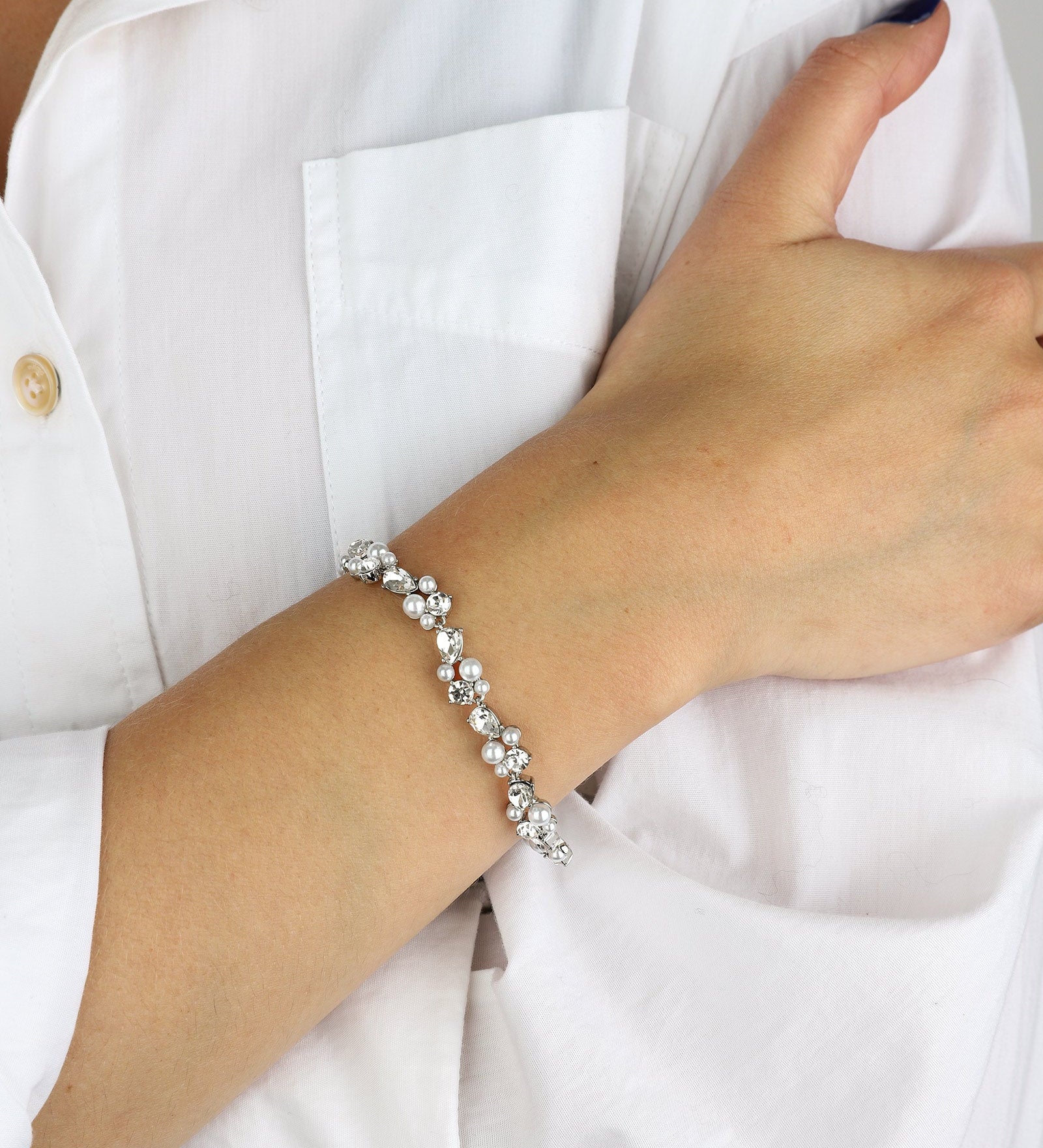 Olive & Piper-Nigella Bracelet-Bracelets-Silver-Tone, Crystal-Blue Ruby Jewellery-Vancouver Canada