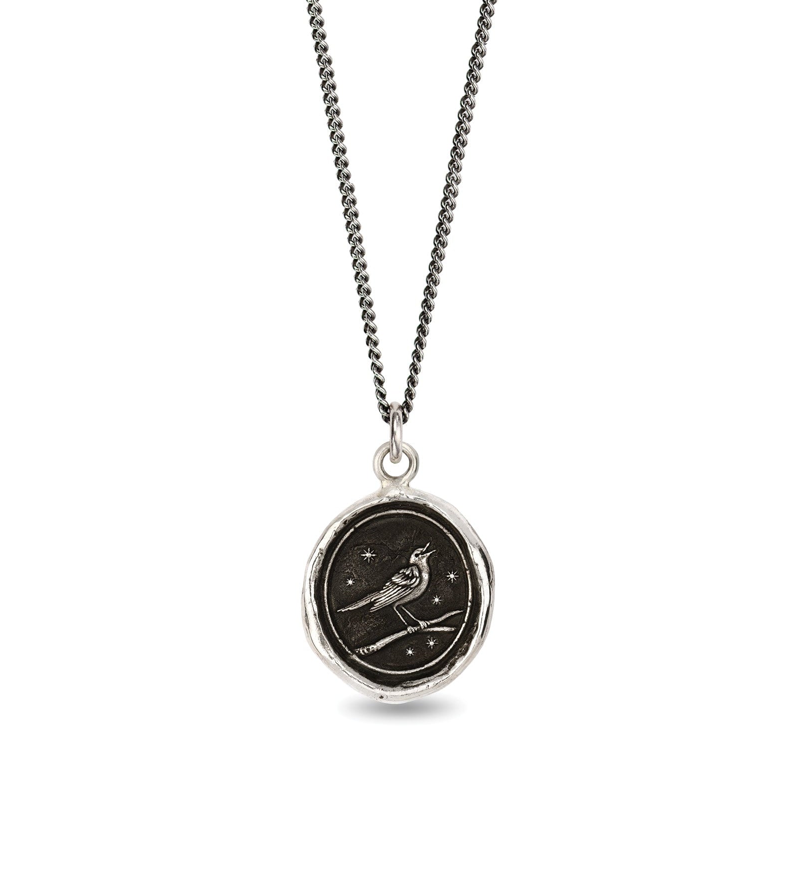 Nightingale Talisman-Oxidized Sterling Silver-Blue Ruby Jewellery-Vancouver Canada