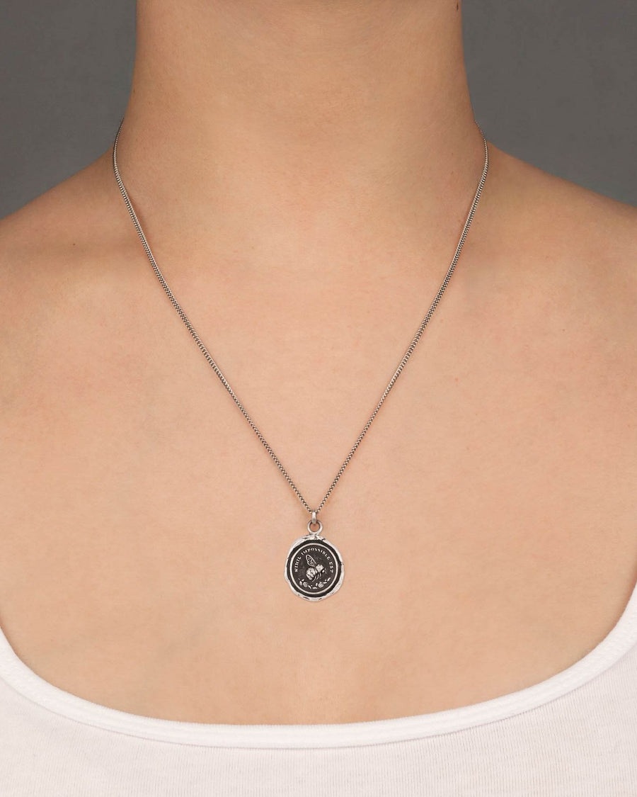 Pyrrha-Nothing is Impossible Talisman-Necklaces-Oxidized Sterling Silver-Blue Ruby Jewellery-Vancouver Canada