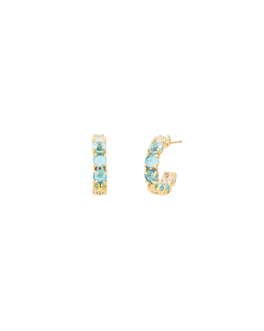 Tai-Ombre Birthstone Hoops | December-Earrings-14k Gold Plated, Rock Crystal-Blue Ruby Jewellery-Vancouver Canada