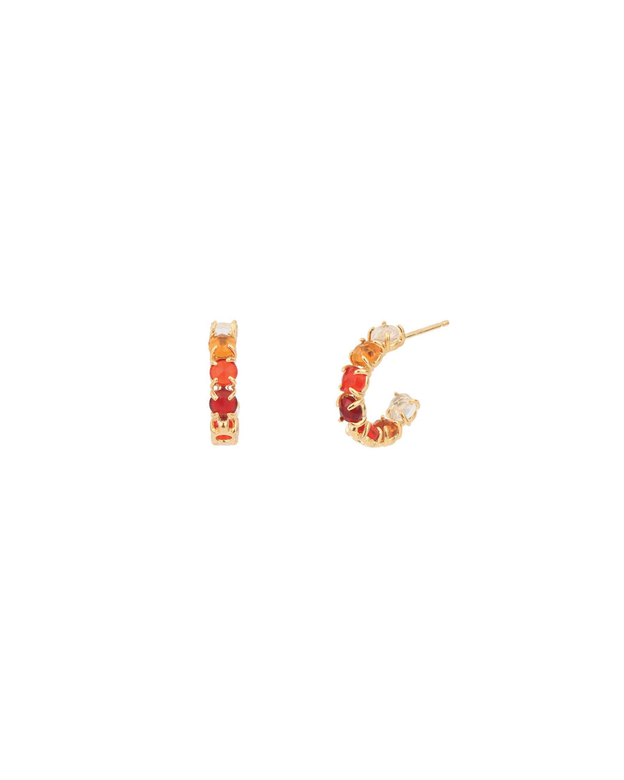 Tai-Ombre Birthstone Hoops | January-Earrings-14k Gold Plated, Rock Crystal-Blue Ruby Jewellery-Vancouver Canada