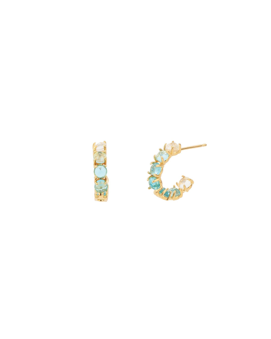 Tai-Ombre Birthstone Hoops | March-Earrings-14k Gold Plated, Rock Crystal-Blue Ruby Jewellery-Vancouver Canada
