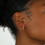 Tai-Ombre Birthstone Hoops | November-Earrings-14k Gold Plated, Rock Crystal-Blue Ruby Jewellery-Vancouver Canada