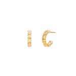 Tai-Ombre Birthstone Hoops | November-Earrings-14k Gold Plated, Rock Crystal-Blue Ruby Jewellery-Vancouver Canada