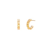 Tai-Ombre Birthstone Hoops | November-Earrings-14k Gold Plated, Rock Crystal-Blue Ruby Jewellery-Vancouver Canada
