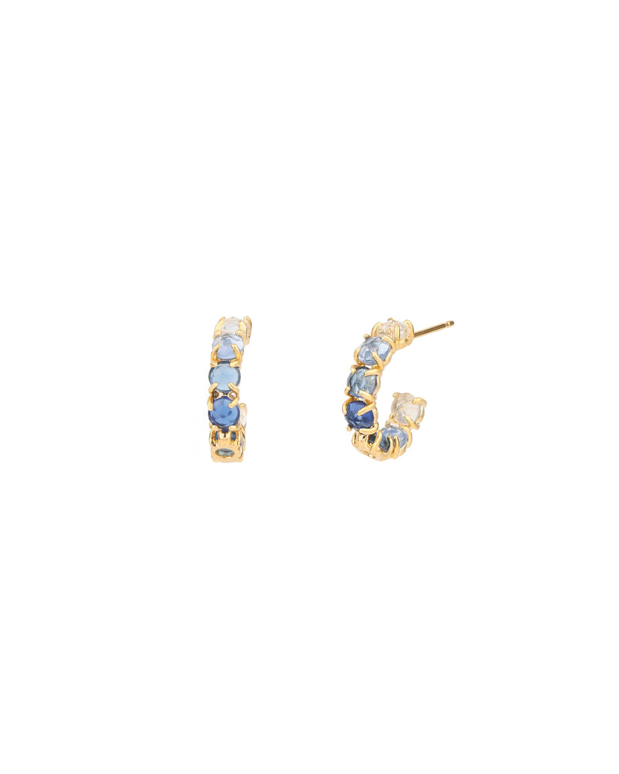 Tai-Ombre Birthstone Hoops | September-Earrings-14k Gold Plated, Rock Crystal-Blue Ruby Jewellery-Vancouver Canada
