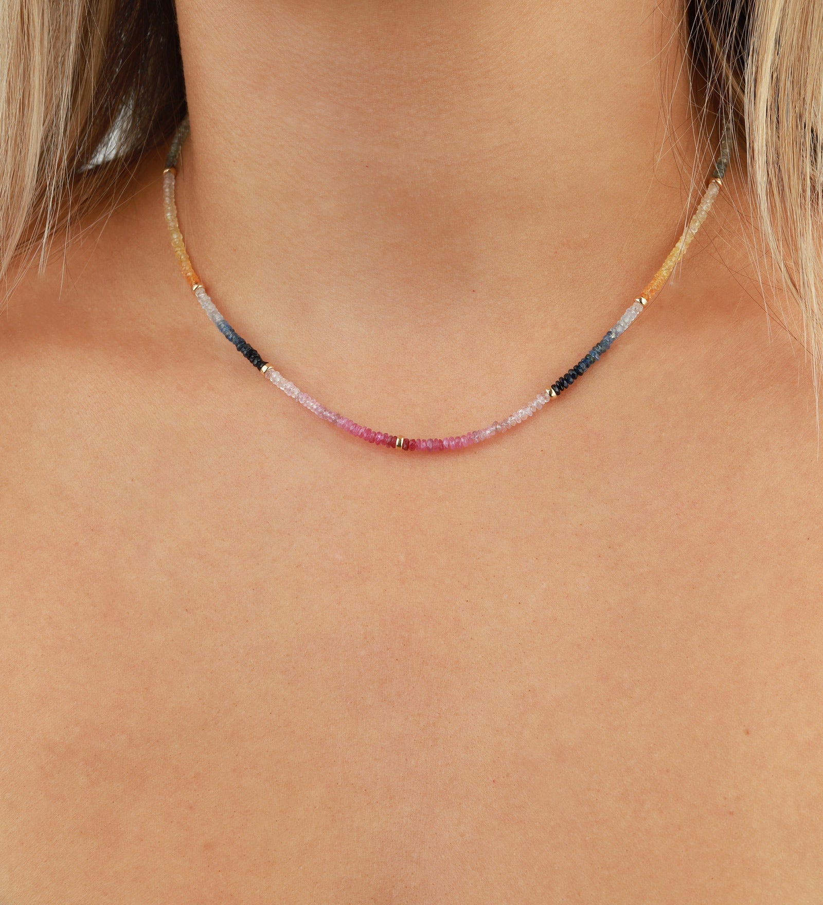 Gem Jar-Ombre Stone Necklace-Necklaces-14k Gold Filled, Multi-Blue Ruby Jewellery-Vancouver Canada