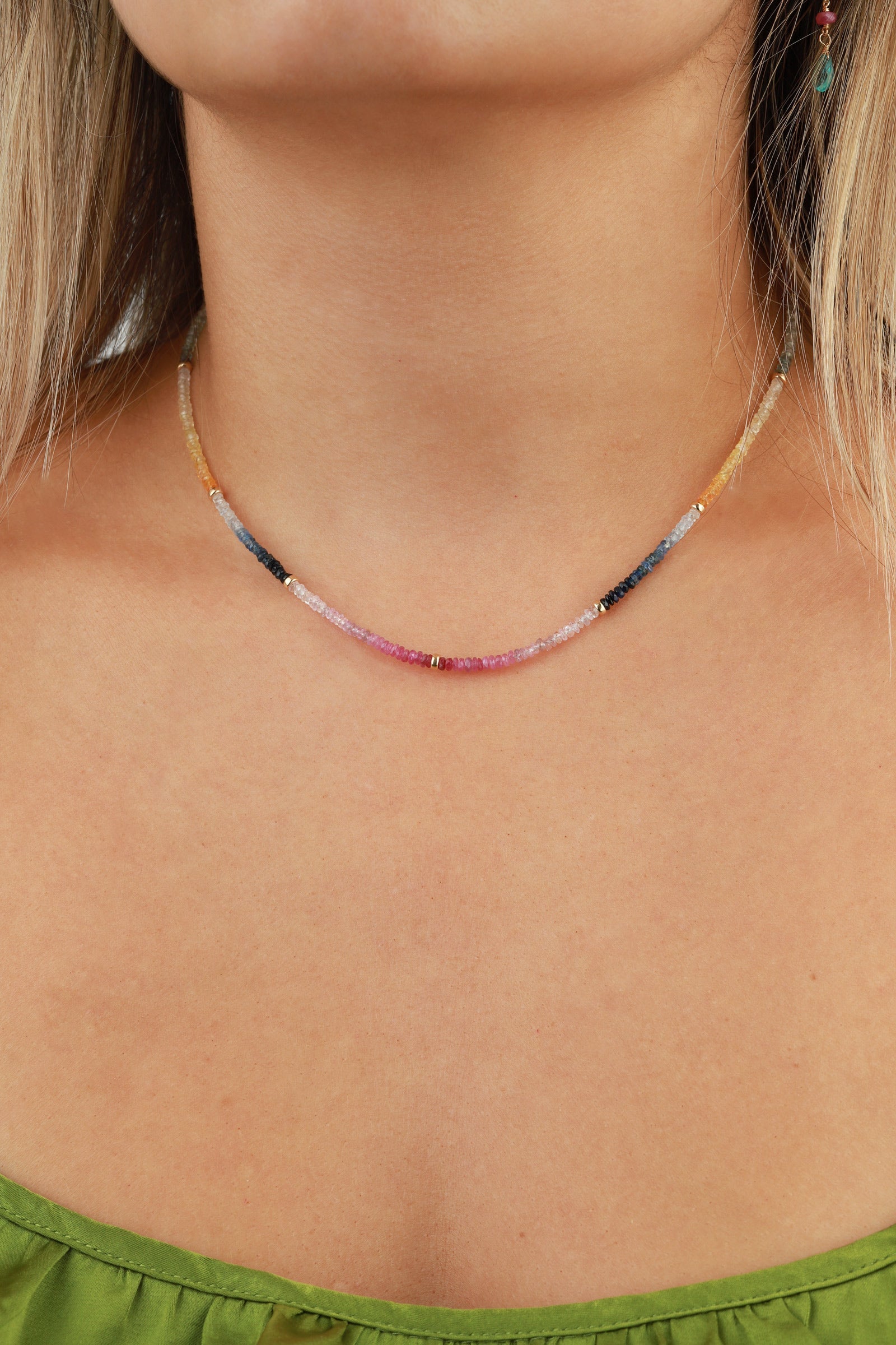 Gem Jar-Ombre Stone Necklace-Necklaces-14k Gold Filled, Multi-Blue Ruby Jewellery-Vancouver Canada