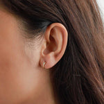 One Diamond Huggies | 9mm-Earrings-Goldhive-14k Yellow Gold-Blue Ruby Jewellery-Vancouver-Canada