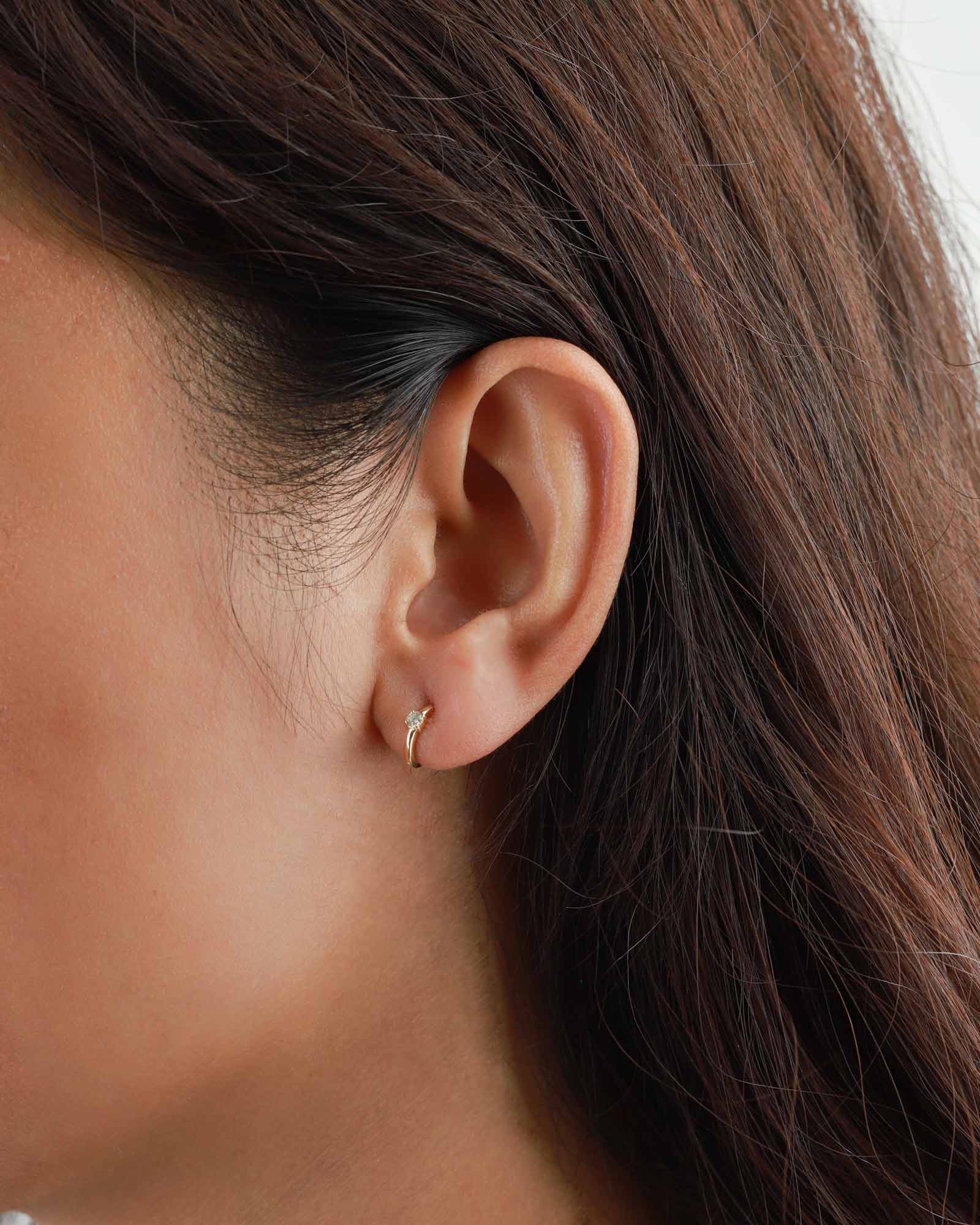 One Diamond Huggies | 9mm-Earrings-Goldhive-14k Yellow Gold-Blue Ruby Jewellery-Vancouver-Canada