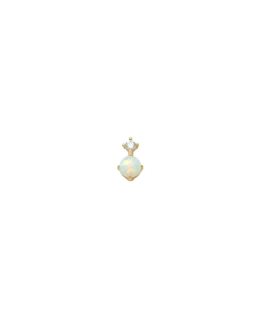 Valley of the Fine-Opal + CZ Stud-Earrings-10k Yellow Gold, Opal, Cubic Zirconia-Blue Ruby Jewellery-Vancouver Canada