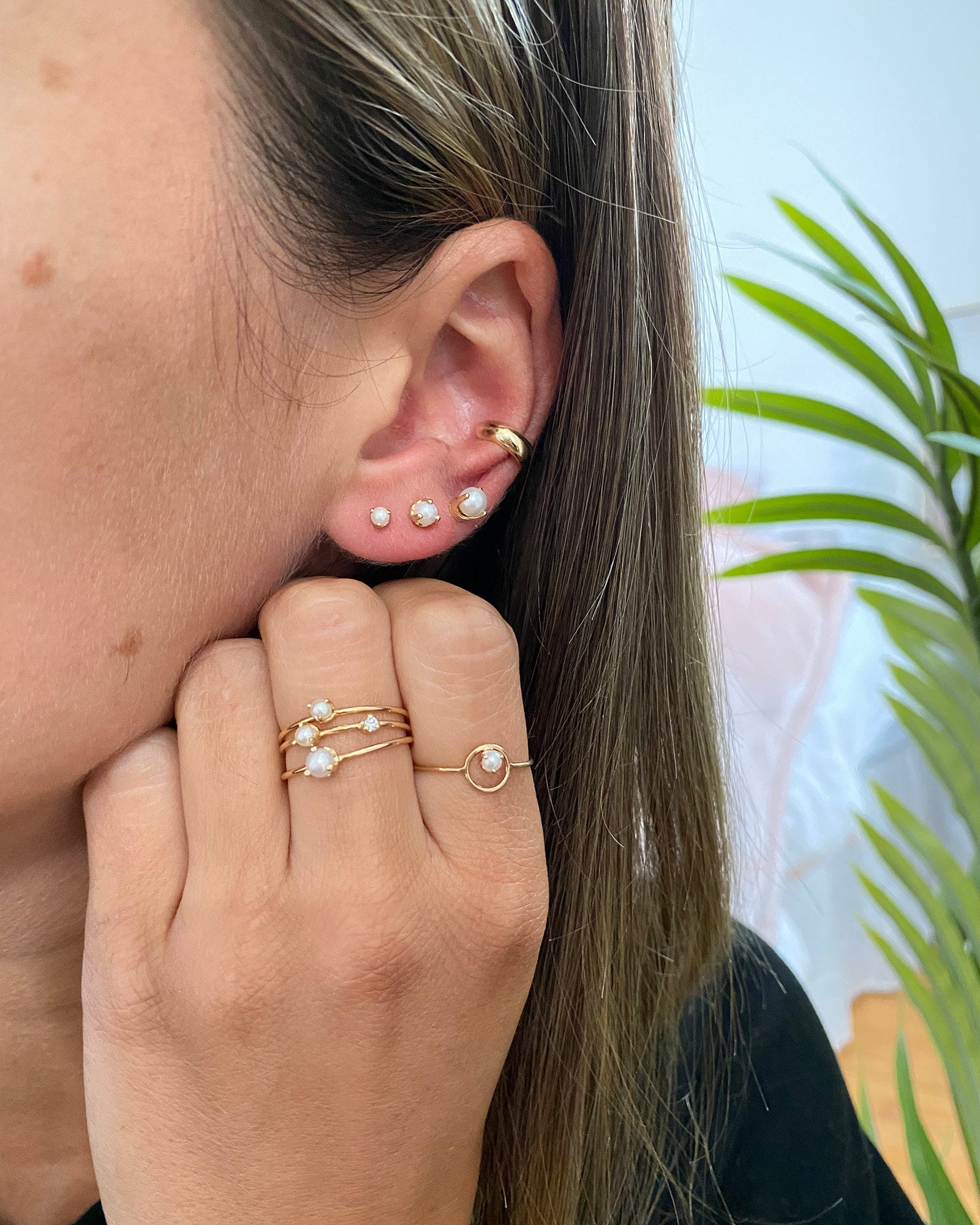 Zoe Chicco-Opal Prong Studs-Earrings-14k Yellow Gold, Opal-Blue Ruby Jewellery-Vancouver Canada
