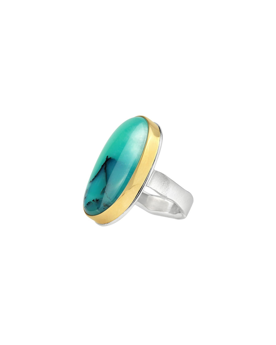 Jamie Joseph-Opalized Wood Ring-Rings-14k Yellow Gold, Sterling Silver, Blue Opal-7-Blue Ruby Jewellery-Vancouver Canada