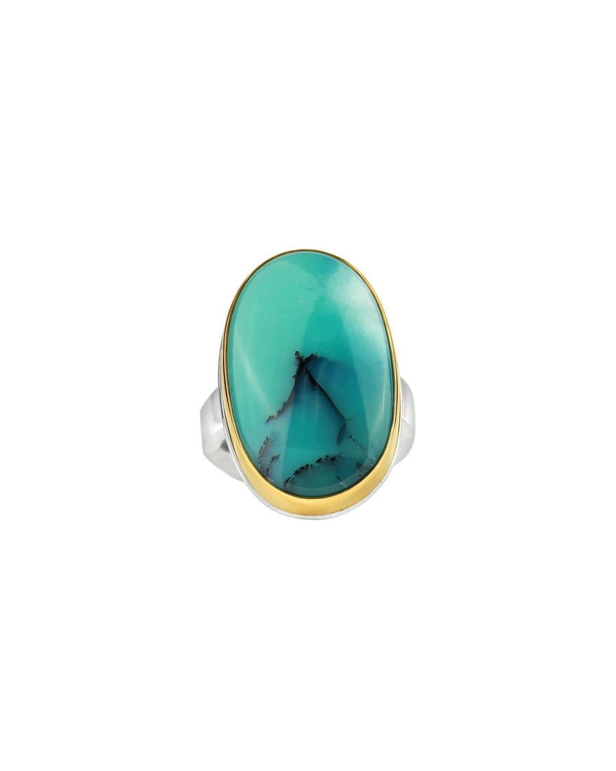 Jamie Joseph-Opalized Wood Ring-Rings-14k Yellow Gold, Sterling Silver, Blue Opal-7-Blue Ruby Jewellery-Vancouver Canada