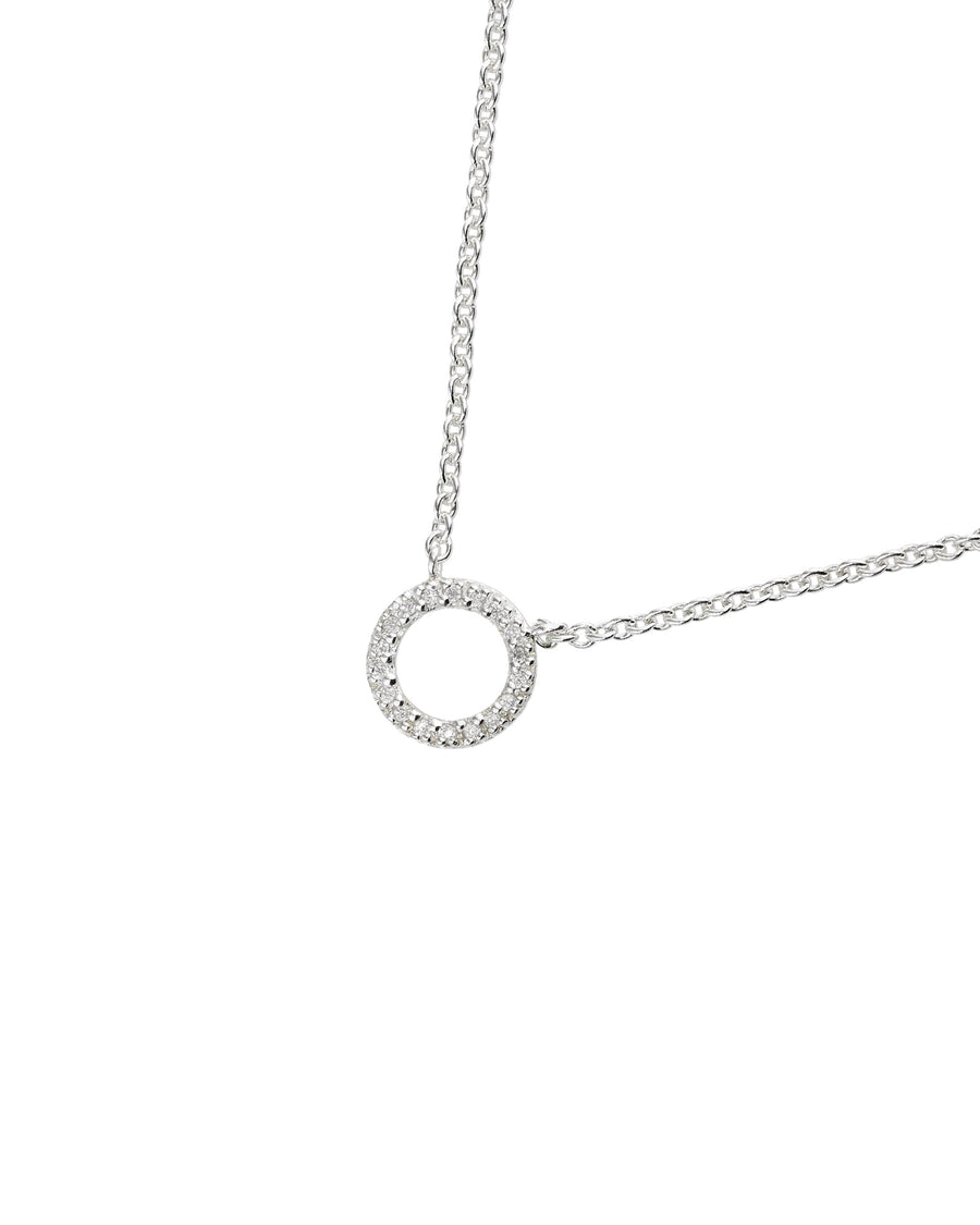 Tashi-Open Circle Pavé Necklace-Necklaces-Sterling Silver, Cubic Zirconia-Circle-Blue Ruby Jewellery-Vancouver Canada