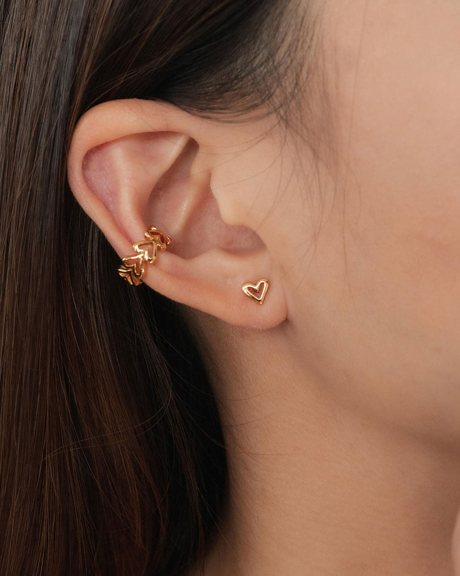 Quiet Icon-Open Heart Stud-Earrings-14k Gold Vermeil-Blue Ruby Jewellery-Vancouver Canada