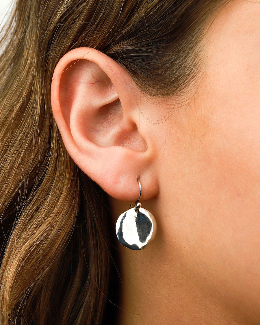 Chan Luu-Organic Disk Hook Earrings-Earrings-Sterling Silver-Blue Ruby Jewellery-Vancouver Canada