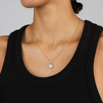 Tashi-Oval Bezel Stone Necklace-Necklaces-14k Gold Vermeil, Rainbow Moonstone-Blue Ruby Jewellery-Vancouver Canada
