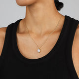 Tashi-Oval Bezel Stone Necklace-Necklaces-14k Gold Vermeil, Rainbow Moonstone-Blue Ruby Jewellery-Vancouver Canada