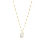 Tashi-Oval Bezel Stone Necklace-Necklaces-14k Gold Vermeil, Rainbow Moonstone-Blue Ruby Jewellery-Vancouver Canada