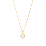 Tashi-Oval Bezel Stone Necklace-Necklaces-14k Gold Vermeil, Rainbow Moonstone-Blue Ruby Jewellery-Vancouver Canada