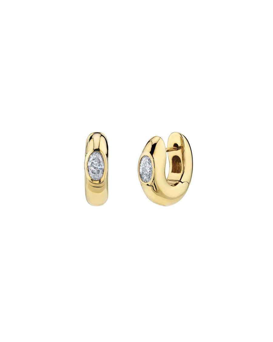 Quiet Icon-Oval CZ Huggies | 15mm-Earrings-14k Gold Vermeil, Cubic Zirconia-Blue Ruby Jewellery-Vancouver Canada