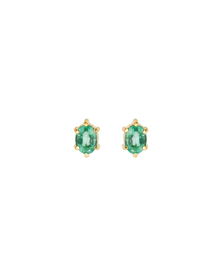 Tashi-Oval Emerald Studs-Earrings-14k Gold Vermeil, Emerald-Blue Ruby Jewellery-Vancouver Canada
