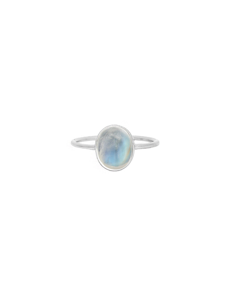 Tashi-Oval Stone Ring-Rings-Sterling Silver, Rainbow Moonstone-5-Blue Ruby Jewellery-Vancouver Canada