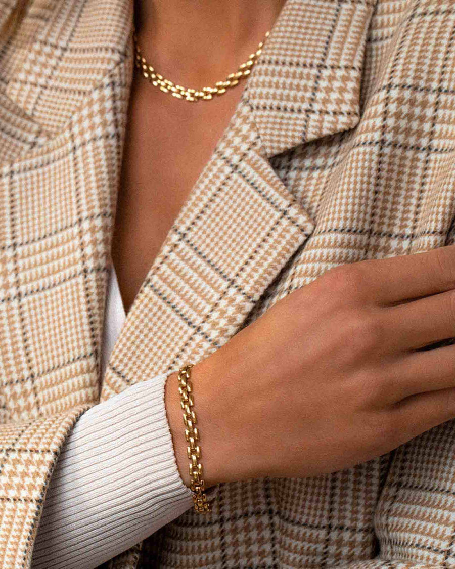 Leah Alexandra-Panther Chain Bracelet-Bracelets-Gold Plated Brass-Blue Ruby Jewellery-Vancouver Canada