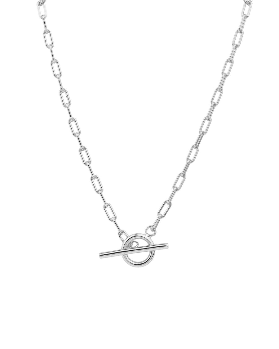 Quiet Icon-Paperclip Toggle Necklace-Necklaces-Rhodium Plated Sterling Silver-Blue Ruby Jewellery-Vancouver Canada